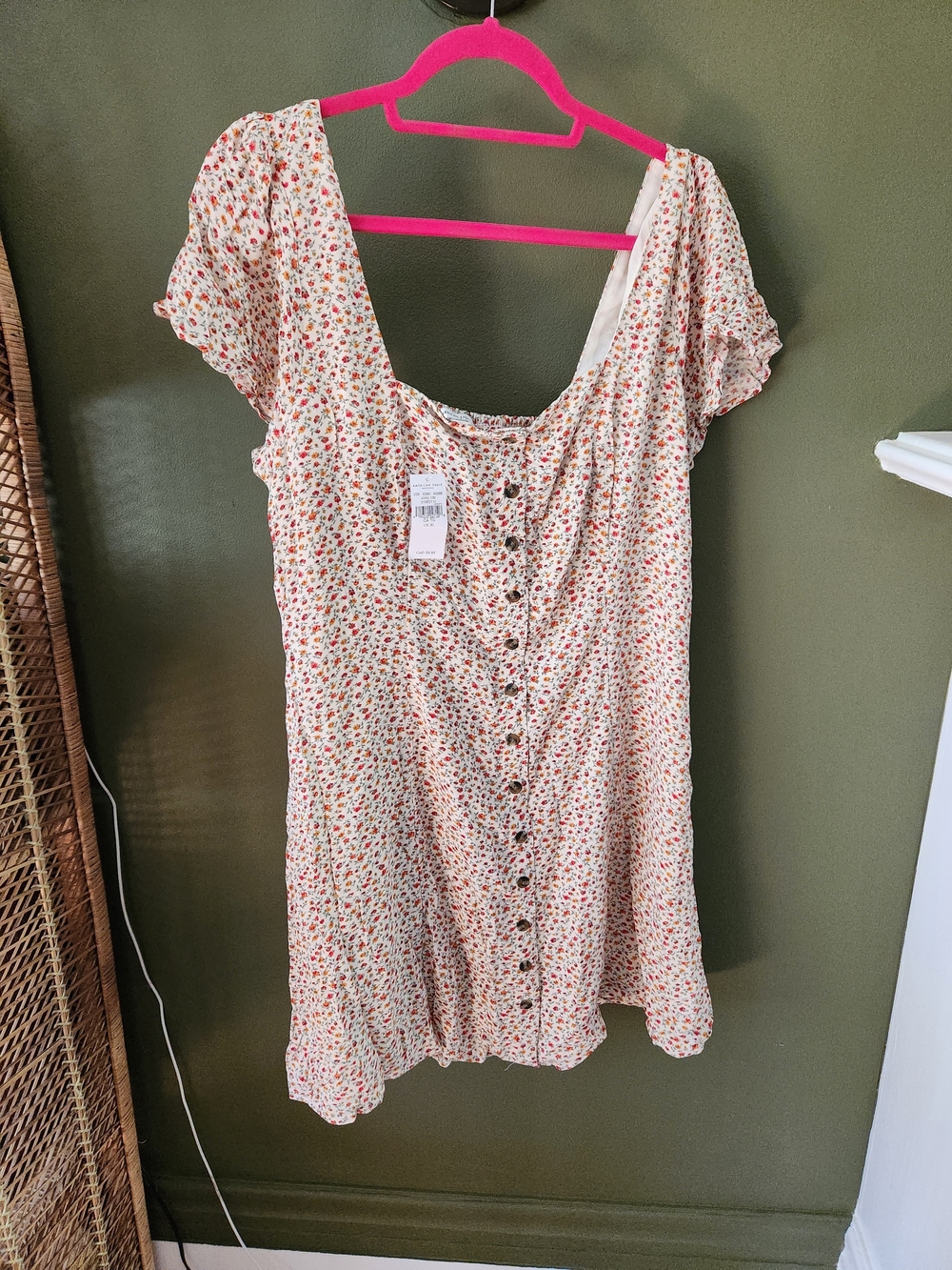 American Eagle flower dress with button front size XL